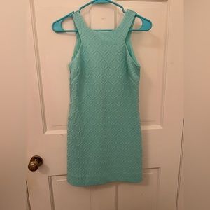 Lilly Pulitzer Aqua Solid Shimmer Shift Dress